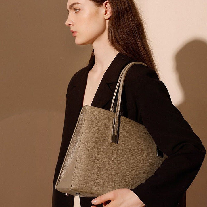 Large Capacity Top Layer Cowhide Tote - FiS Fashion