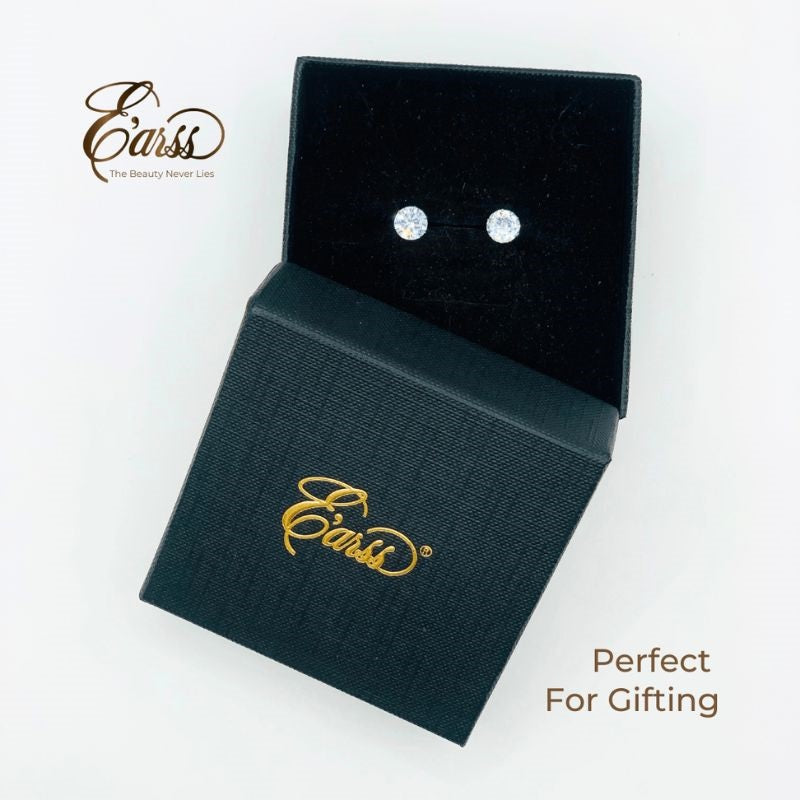 7 mm Clear Cubic Zirconia Round Silver | Stainless Steel - FiS Fashion