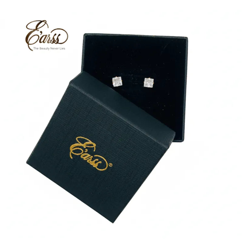 6 mm Cubic Zirconia Square Earrings – Stainless Steel, 18K Gold Plated