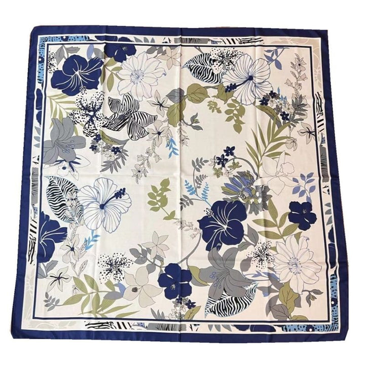 110cm Twill Floral Print Silk Scarf - FiS Fashion
