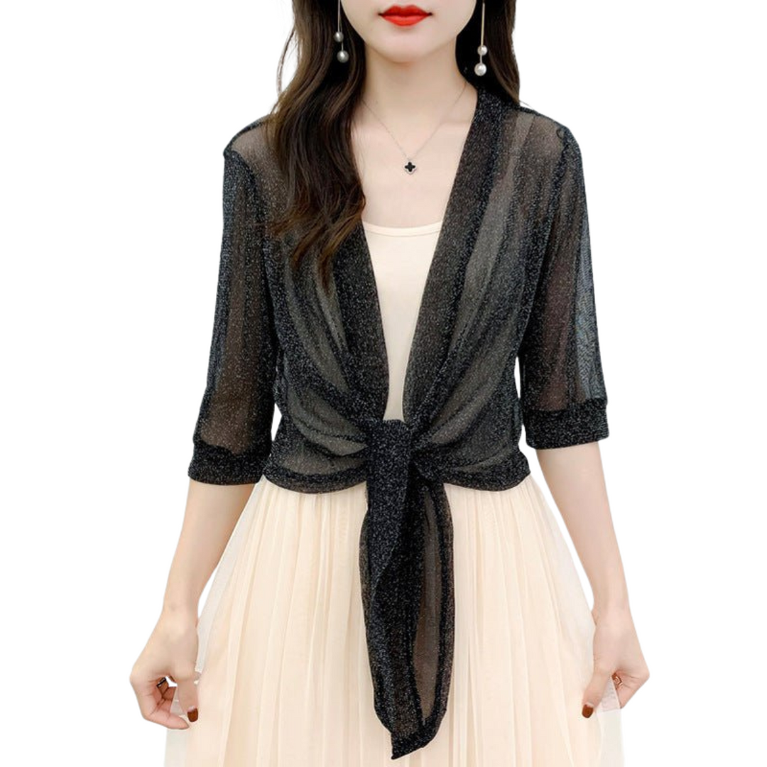 Women's Gold And Silver Silk Mesh Shawl