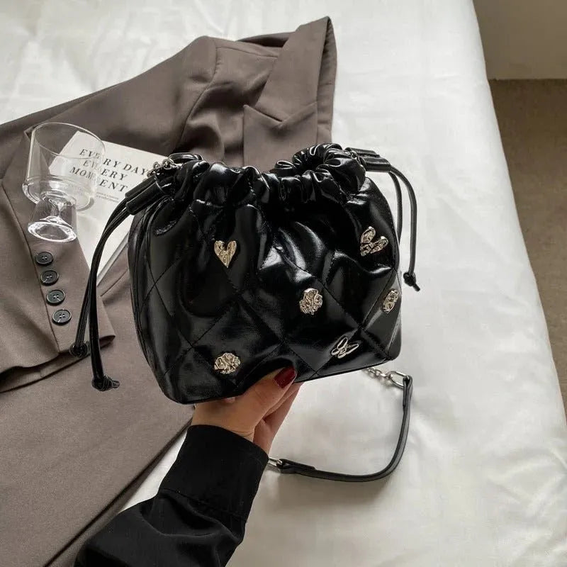 Chain Kafuu Diamond Fashion Shoulder Crossbody Mini Bucket Bag - FiS Fashion