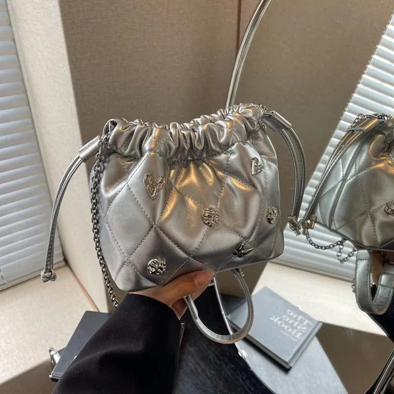 Chain Kafuu Diamond Fashion Shoulder Crossbody Mini Bucket Bag - FiS Fashion